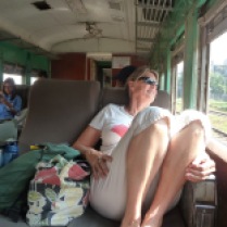 Muriel enjoying the sun & last leg of the epic train journey